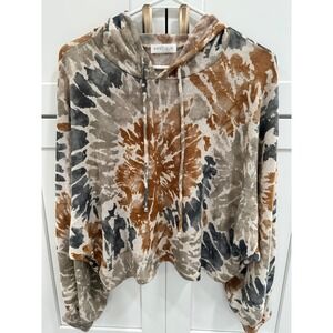 Vestique Tie Dye Hoodie Lightweight Sweater Womens L Distressed Boho Casual